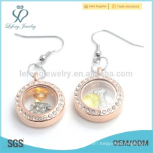 Fancy women earrings, wholesale rose gold crystal stainless steel earring design
